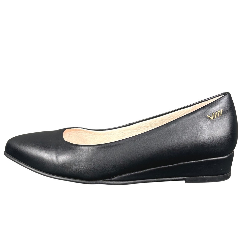 Viscata Barcelona Roma Handcrafted Black Leather Low Wedge Shoes Womens 36‎